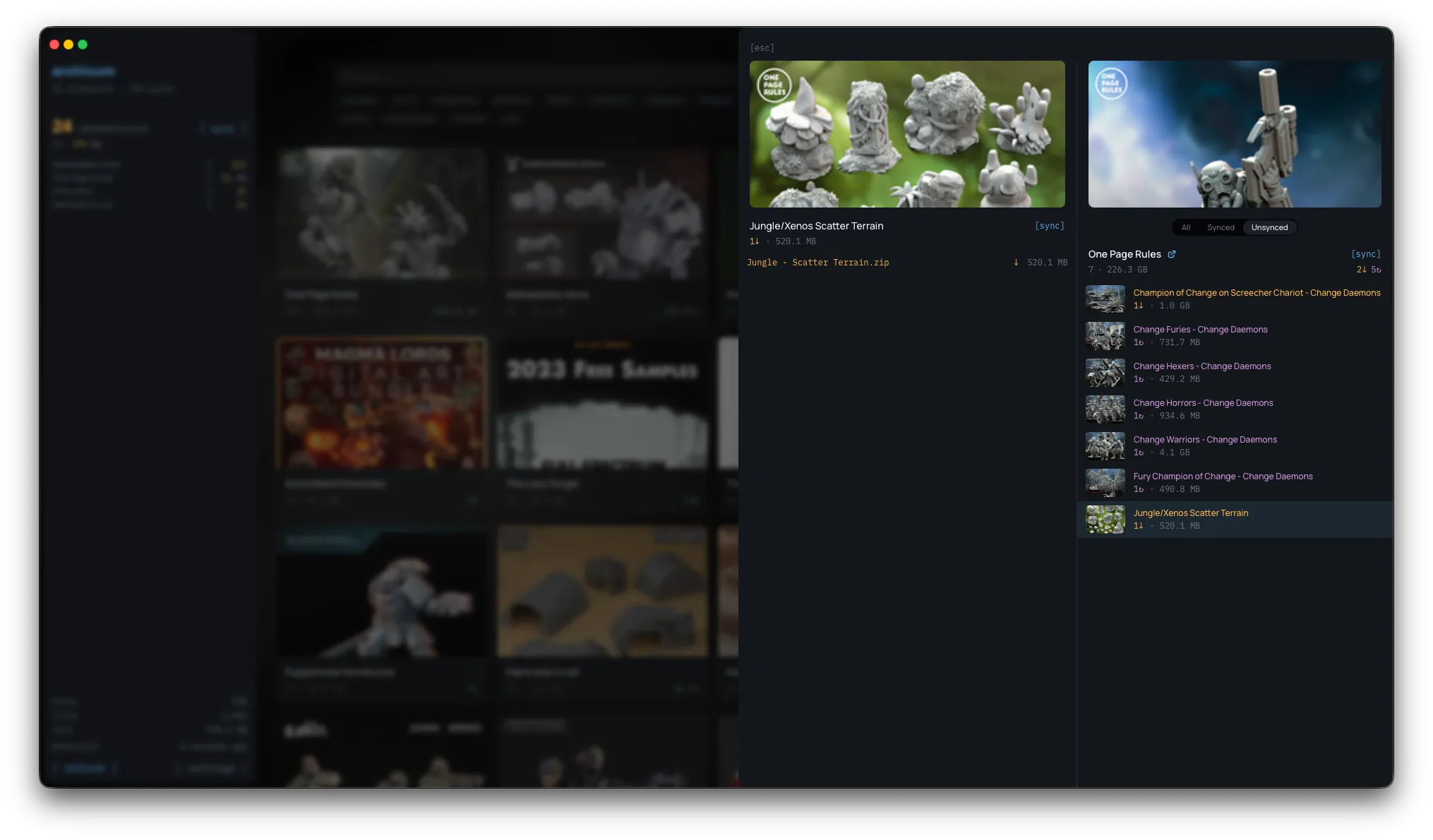 Archivum library sidebar highlighting unsynced files