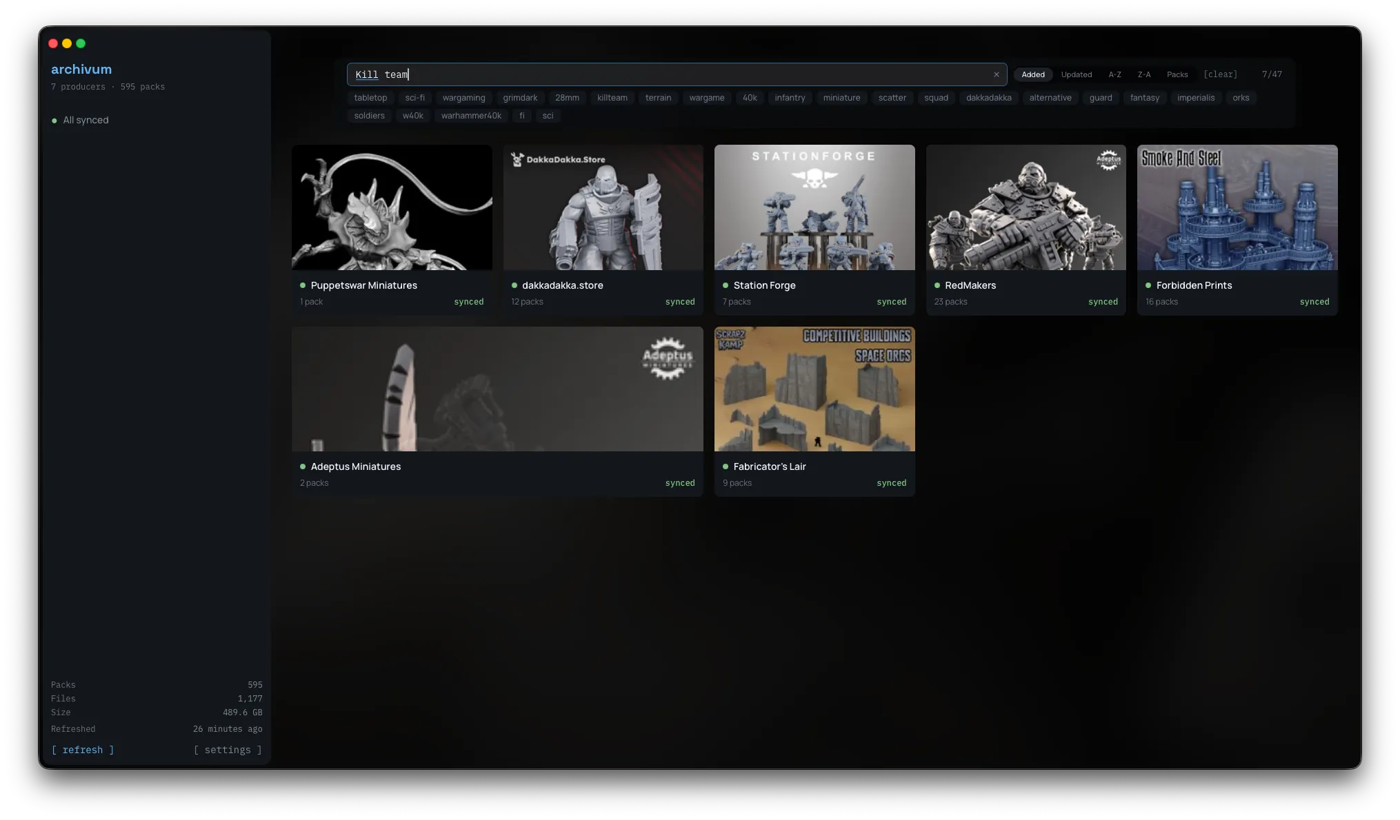 Archivum search results for proxy terms across creators